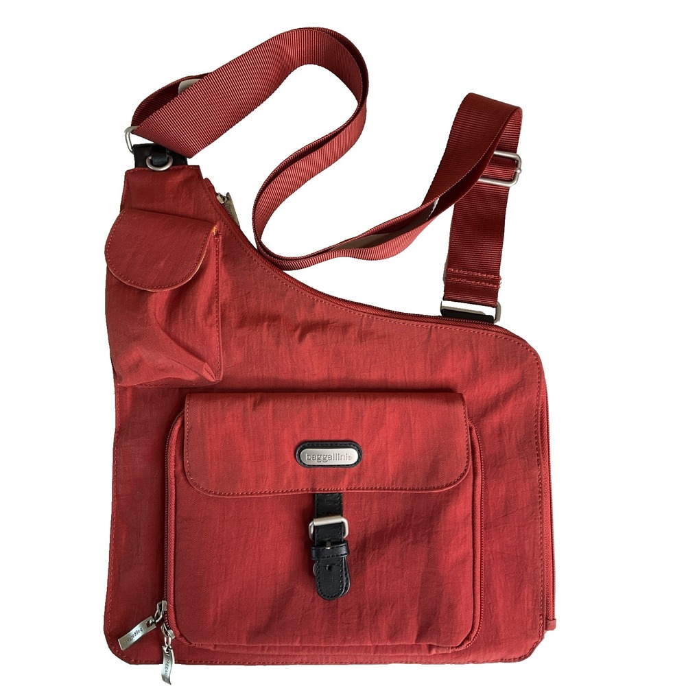Baggallini Terracotta Nylon Sling Messenger Shoulder Crossbody Bag Travel Casual